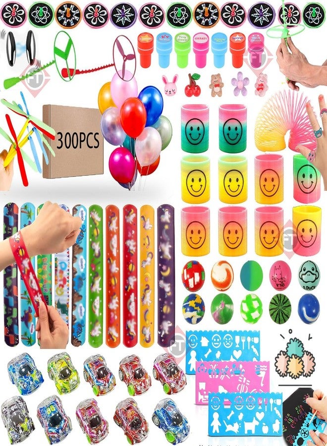 Firstly Traders 300 PCS Party Favor Toys for Kids | Birthday Return Gifts | Piñata Fillers for Boys & Girls | Fun Combo of Slap Bands, Stamps, Slinkies, Mini Cars, Balloons, and More - Image 1